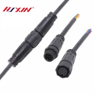 M12-4-Pin Nut-Locked Male-Female IP68 Waterproof Circular Connector Cable Assembly, PVC Cable for LED Lighting